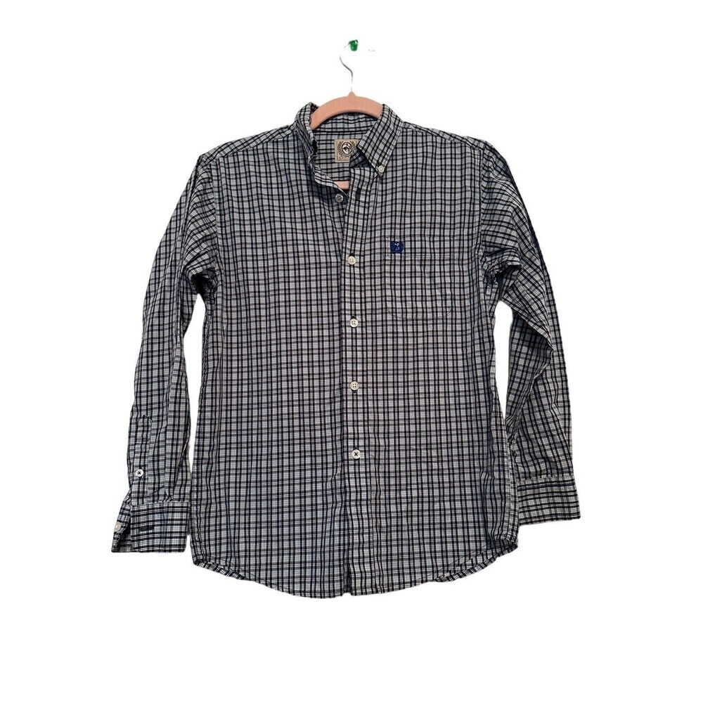 Cinch Boys' Plaid Print Long Sleeve Button-Down Shirt Size Medium 10